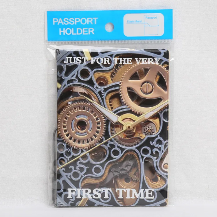 3D Passport Holder PVC Travel Passport Cover Case,14*9.6cm Card & ID Holders Travel accessories-Mechanical gear watches