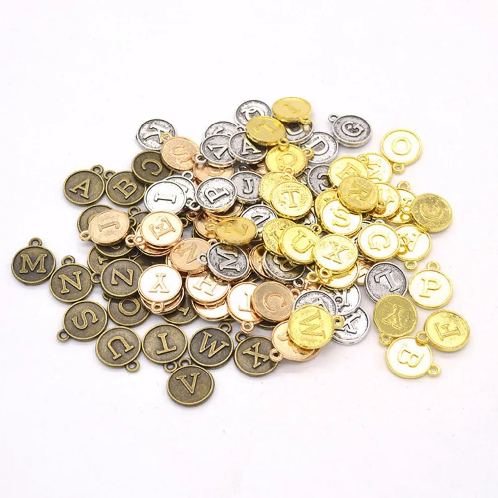 REGELIN 12X15mm 26pcs/lot gold color/kc gold color capital letter beads initial pendants alloy jewelry making accessories DIY