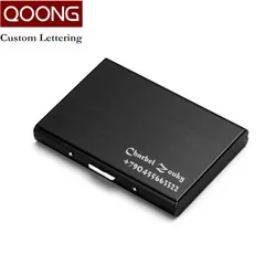 QOONG Titanium Black Waterproof Men Women Business Credit Card Holder ID Card Case Rfid Travel Metal Card Wallet Cardholder