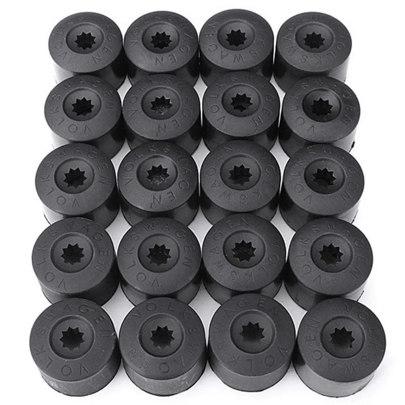JX-LCLYL 20pcs 17mm Wheel Lug Nut Bolt Cap Dust Cover+Hook Kit For VW