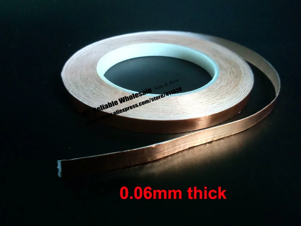 (0.06mm thick), 3mm*30M Single Adhesive, Electrical Conductive, EMI Shielding Copper Foil Tape for Guitar, Art Glass