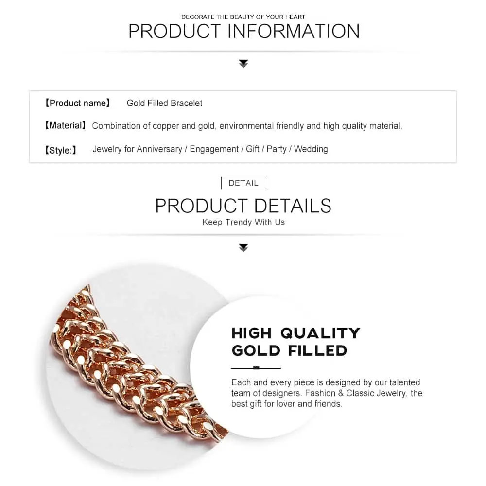 7.5mm Mens Womens Bracelet 585 Rose Gold Color Double Curb Cuban Weaving Bismark Bracelet Jewelry HCB06 20cm