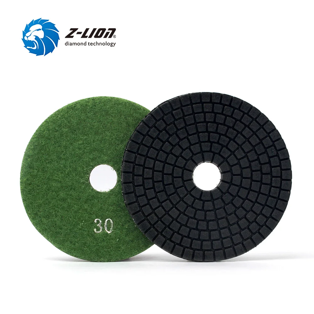 Z-LION 5pcs 4inch Diamond Polishing Pads Grit 30 Wet Polishing Pad Stone Granite Marble Diamond Abrasive Tools