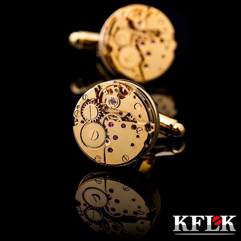 KFLK Gold-color mechanical brand high quality men's cufflinks wedding gifts cuff links button New arrival guests 2017