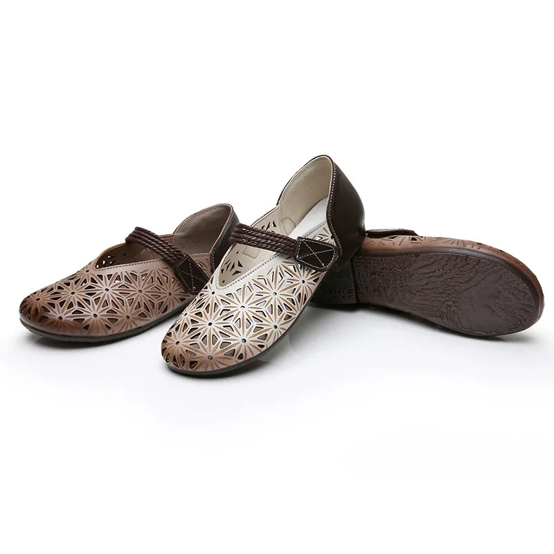 Women Flats Summer Women Genuine Leather Shoes With Low Heels Slip On Casual Flat Shoes Women Loafers Soft Nurse Ballerina Shoes