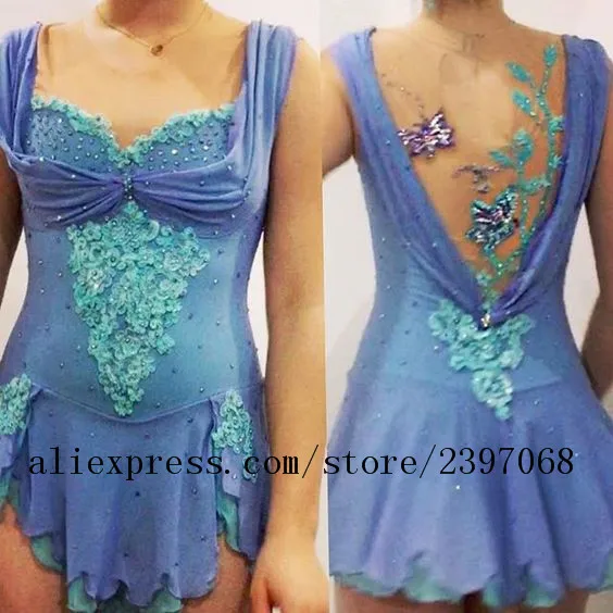 

blue figure skating dresses for girls competition figure skating dress custom spandex crystals kids ice clothes free shipping