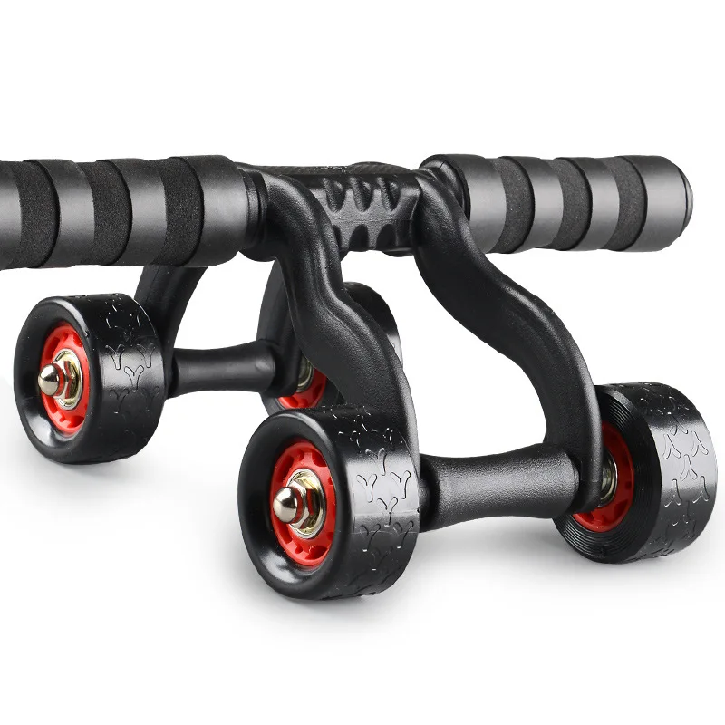 4 Wheels Power Wheel Triple AB Abdominal Roller Abs Workout Fitness Machine Gym Knee Pad