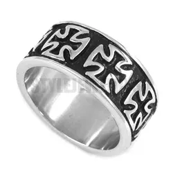 German Army Iron Cross Ring Stainless Steel Jewelry Vintage Motor Biker Knight Men Ring Wholesale SWR0294A