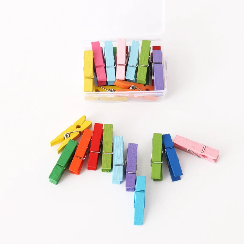 TUTU Beautiful Design Mini Color Wooden Clips Decorations Paper Photo Spring Clips For Message Cards Office Supply H0296