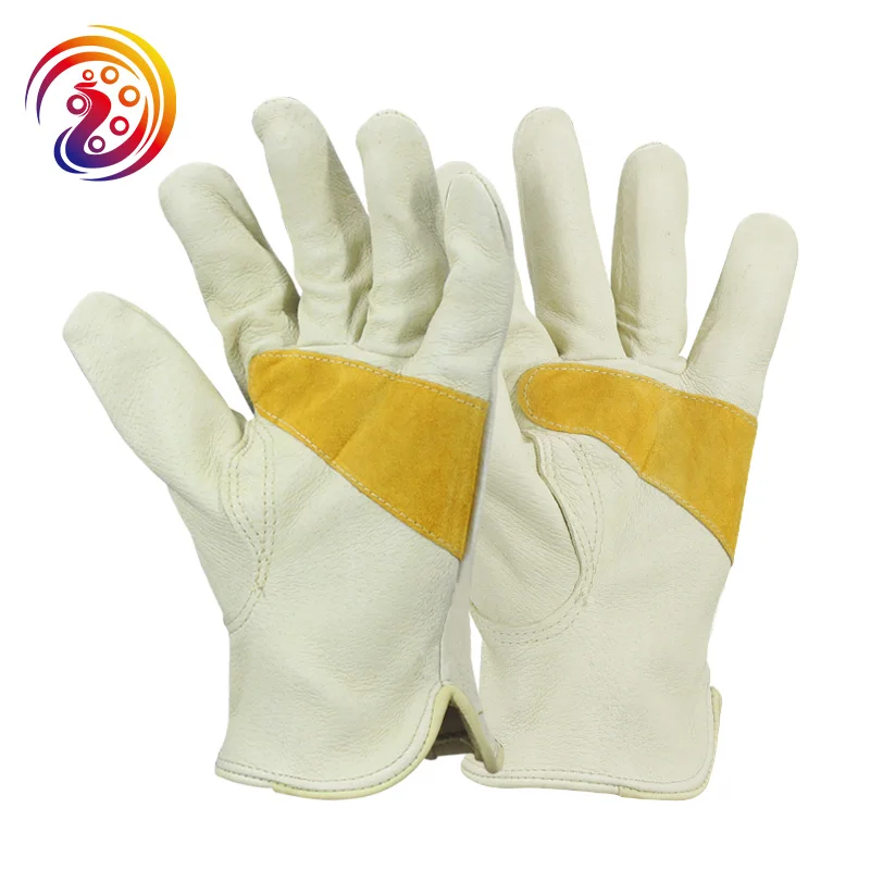 

OLSON DEEPAK Pigskin Leather Skid-resistance Drive Gardening Welding Work Gloves HY012