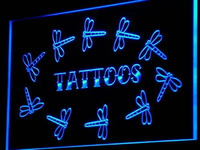 i853 Tattoo Dragonfly Enseigne Lumineuse Light Signs On/Off Swtich 20+ Colors 5 Sizes