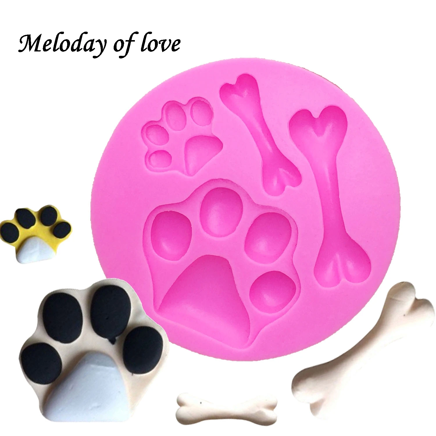 

Dog bones foot print chocolate Party cake decorating tools DIY baking fondant silicone mold dessert decorators moulds T0199