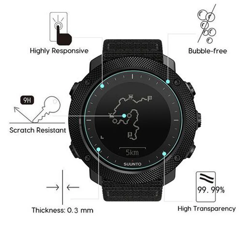 Tempered Glass Protective Film Clear Guard Protection For Suunto Traverse Alpha Watch Smartwatch Display Screen Protector Cover