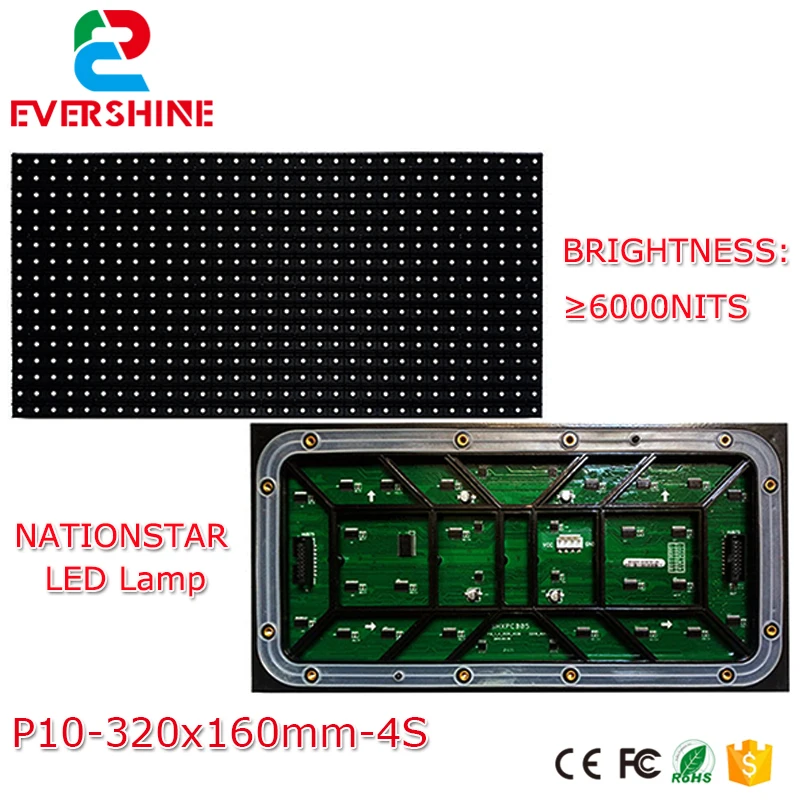 High Quality Full Color Outdoor LED Display Module P10 320x160mm 32*16 Pixels Nationstar SMD3535 RGB P10mm 1/4 Scan Led Panel