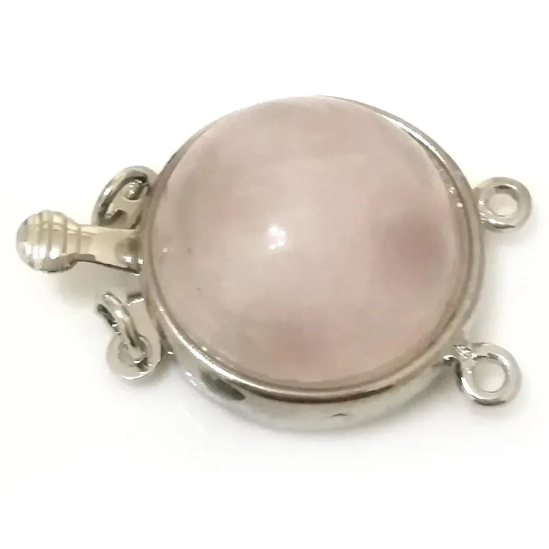 2 rows 20mm Rose Quartz Round Clasp for Necklaces