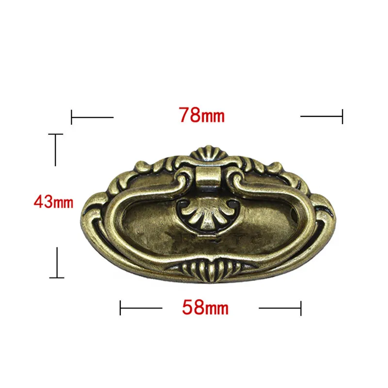 Bulk Vintage Retro Bronze Tone European Handle Tab Drawer Cabinet Jewelry Box Decorative DIY Home Furniture Hardware,78*43mm