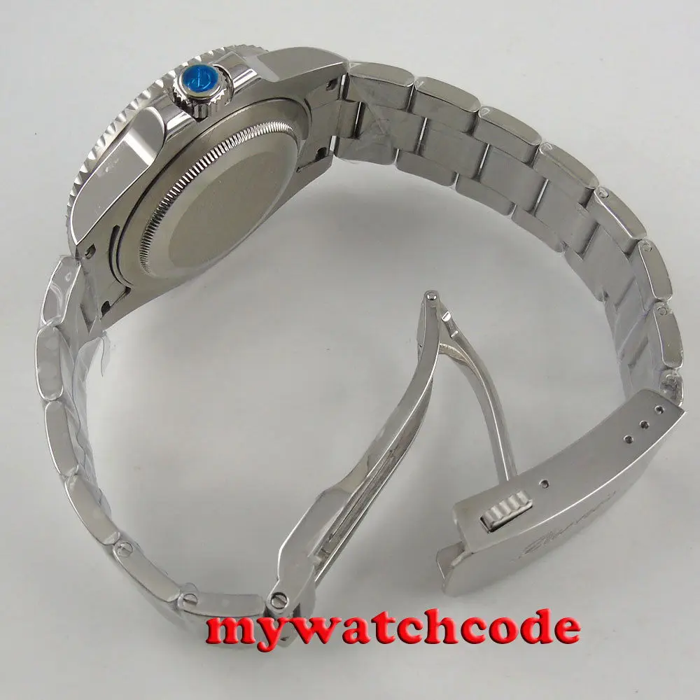 40mm Parnis mechaniczne zegarki czarny czerwony ceramiczny Bezel czarna tarcza GMT szafirowe szkło automatyczny męski zegarek Relogio Masculino