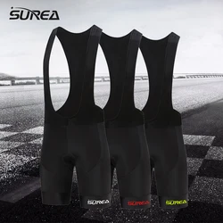 SUREA-pantalones cortos con pechera para Ciclismo, mallas con almohadilla de Gel 19D Coolmax para bicicleta de montaña, con logotipo multicolor, 2021