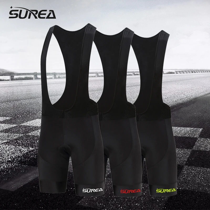 2021 SUREA Cycling Bib Shorts Summer Coolmax 19D Gel Pad Bike Tights MTB Ropa Ciclismo Wicking Bicycle Pants multi-color logo