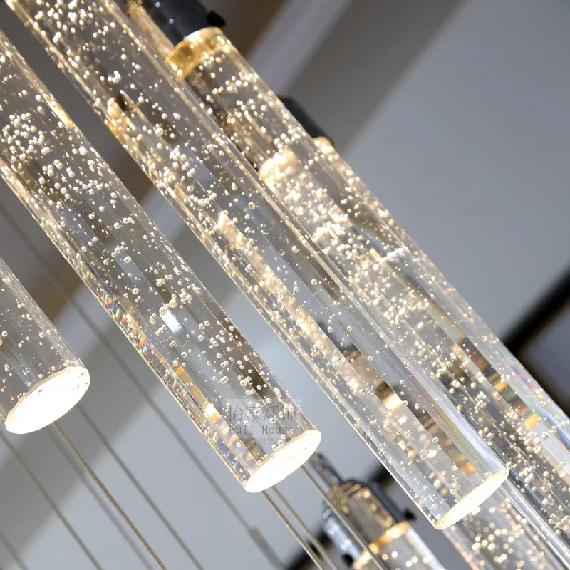 XL Stairwell 1-4.5M Spiral led Chandeliers bubble crystal chandelier lighting long stair Lighting Led strip home decor LED light