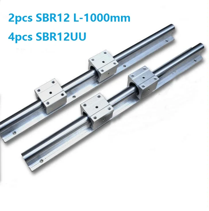 

2pcs SBR12 L-1000mm support rail linear guide + 4pcs SBR12UU linear bearing blocks for CNC router parts