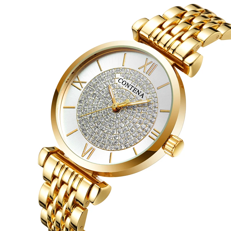 CONTENA mode argent femmes montres Top marque de luxe cristal femmes montres dames montre femmes horloge reloj mujer montre femme