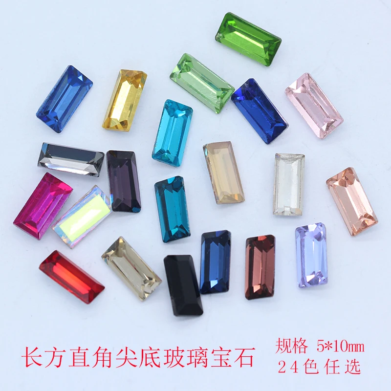 100p 5x10mm color rectangle pointed back fancy stone crystal Cut glass Nail Art rhinestones jewels Necklace Brooch Repair beads