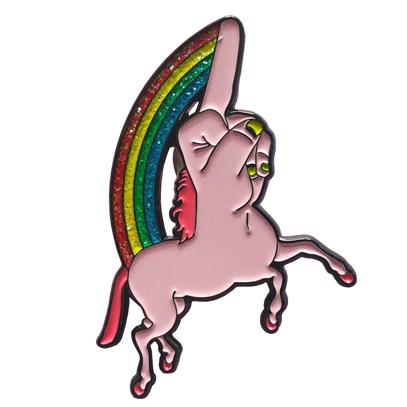 unicorn brooch rainbow pin badge