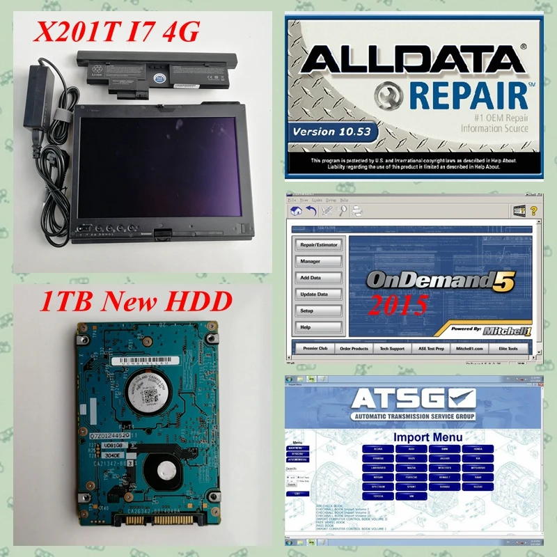 Alldata and mit-chell on demend ATSG in 1TB HDD auto repair software Installed well  x220t tablet (4g ram, i5 cpu)