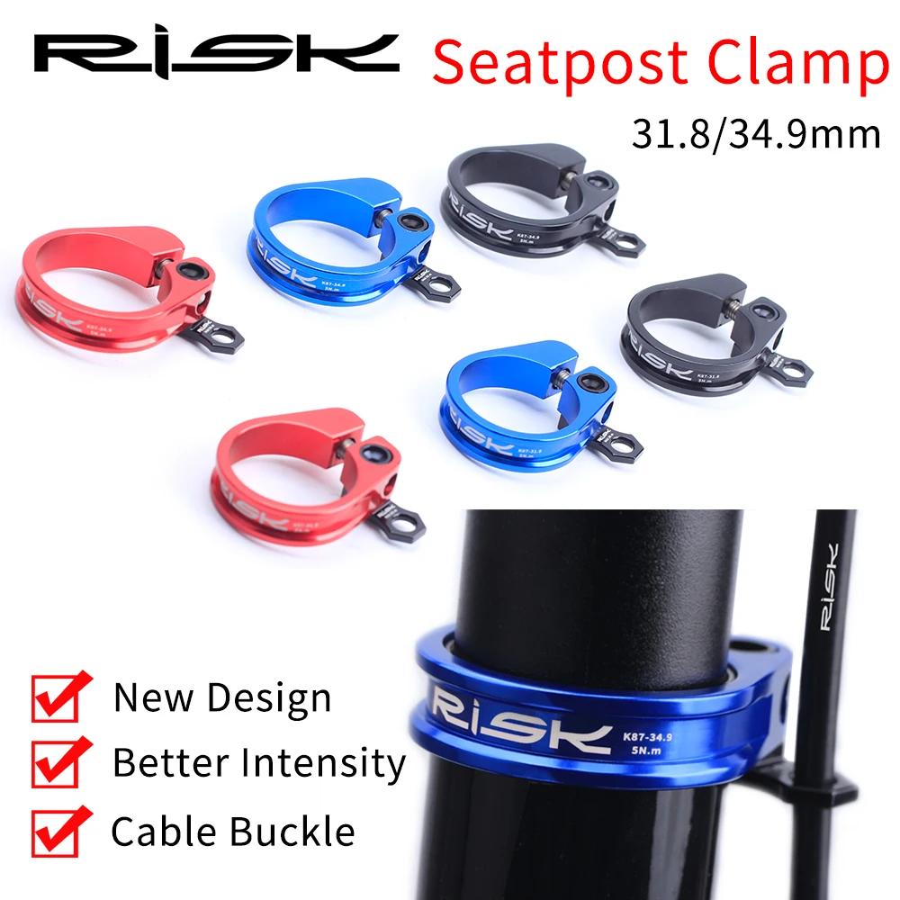 RISK K87 31.8mm 34.9mm Aluminum Alloy Road Mountain Bicycle Bike Seat Post Seatpost Clamp with Titanium Bolt
