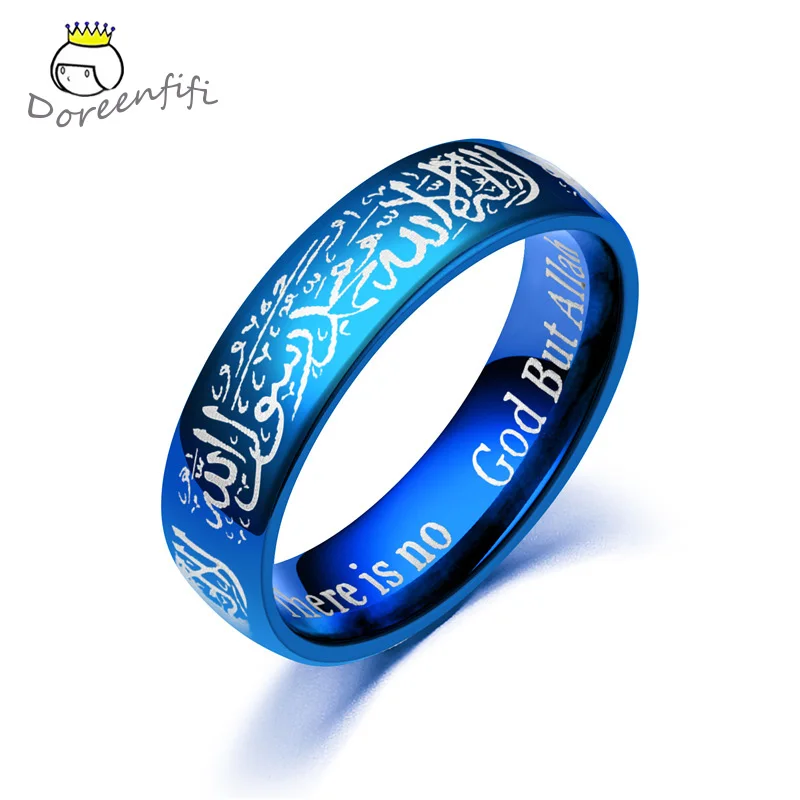 4colors New Titanium Steel Muslim 6mm Ring Islamic Halal Stainless Steel Men's Ring Religion Jewelry All Size 5 6 7 8 9 10 11 12