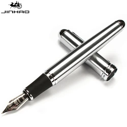 Jinhao X750 gümüş paslanmaz çelik orta 18KGP Nib dolma kalem