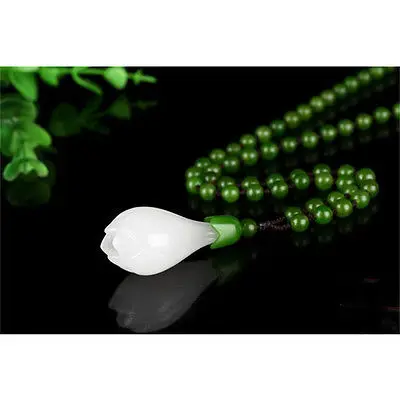 New Lady Health Magnolia Flower Natural Jadeite Pendant Elegant Necklace Jewelry