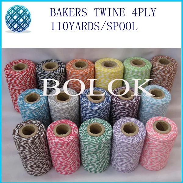 

1000pcs/lot divine twine thin 4ply twine (110Yards/spool), cotton bakers twine 22kinds color wholesales