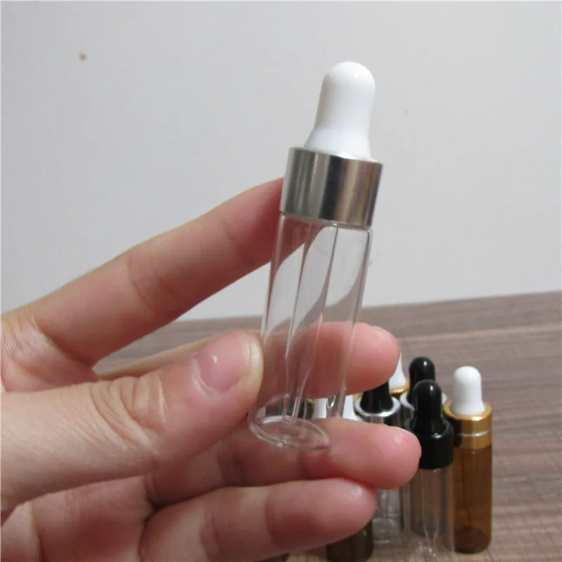 500pcs/lot 5ML Mini Empty Dropper Bottle Portable Aromatherapy Esstenial Oil Bottle with Glass Eye Dropper