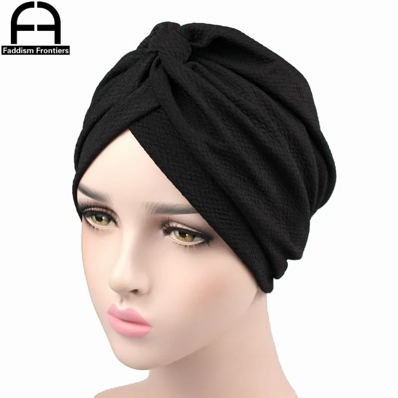 Moda damska Casual Turban Twist Winkle oddychająca Turban pałąk Chemo nakrycia głowy osłona na włosy akcesoria do włosów Turban