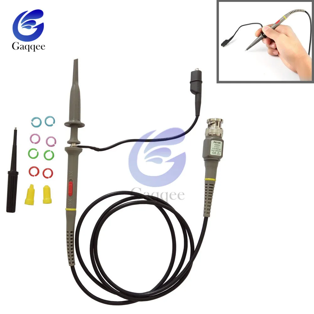 P6100 100MHz Oscilloscope Scope Clip Probe Test Leads High Precision Scope Analyzer Alligator Test Clip Probe for Tektronix HP