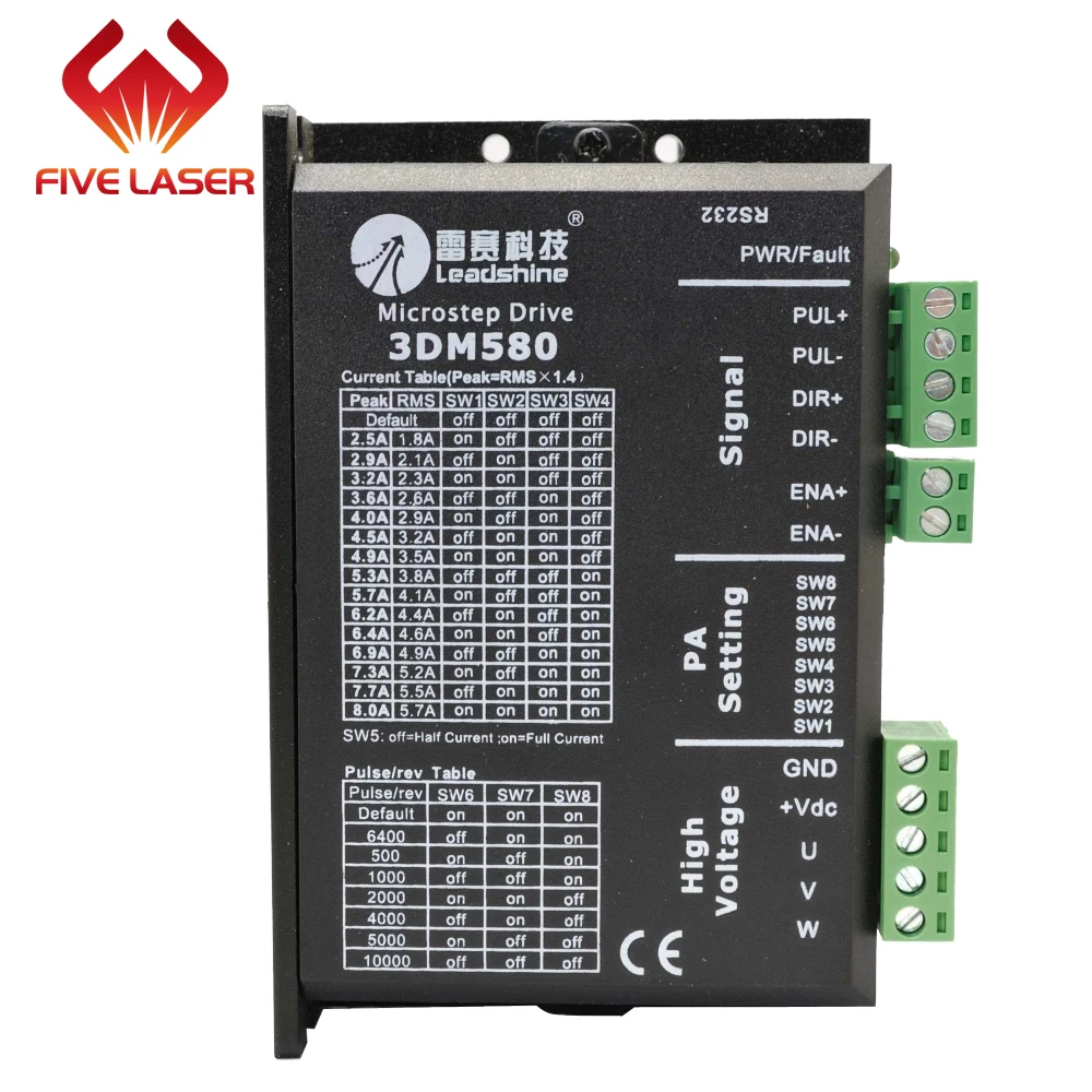 Máy cắt Laser được sử dụng 3 giai đoạn động cơ bước leadshine 573S10 573S20 và trình điều khiển 3DM580 gói bán miễn phí vận chuyển