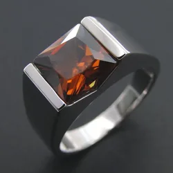 100% 925 Sterling Silver Men Ring Genuine Smoky Quartz Ring Wedding Jewelry Engagement Rings Men and Women Size 5/6/7/8/9/10/11
