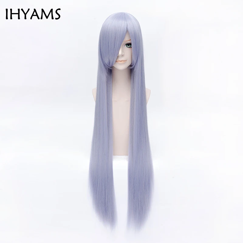 Hannah Annafellows 100cm Silvery Blue Purple Mix Long Straight Cosplay Wig + Wig Cap