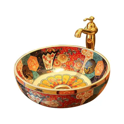 Jingdezhen handmade American antique basin, art basin ceramic washbasin, wash basin on the circular table household.