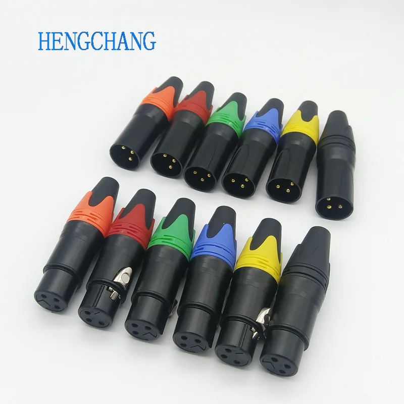 12 قطعة لون الذهب تصفيح XLR موصل الصوت ميكروفون التوصيل 3 القطب المتكلم موصل الذكور الإناث لتقوم بها بنفسك ميكروفون موصل