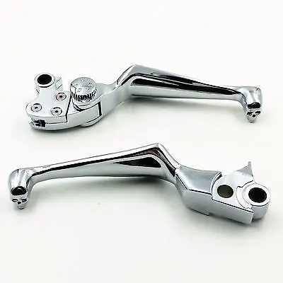 Chrome Skull ADJUSTABLE Brake Clutch Lever for Harley Fat Boy Dyna Electra Glide