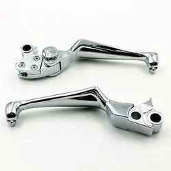 Chrome Skull ADJUSTABLE Brake Clutch Lever for Harley Fat Boy Dyna Electra Glide