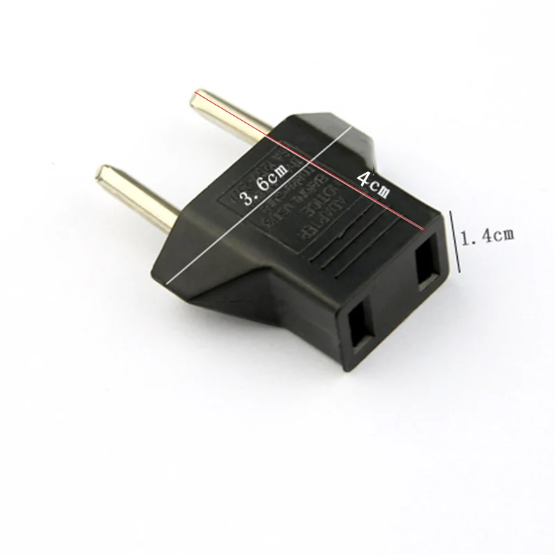 Европейская вилка адаптера датчика европейского стандарта. Дорожное зарядное устройство с американской/американской вилкой на европейскую розетку черного цвета