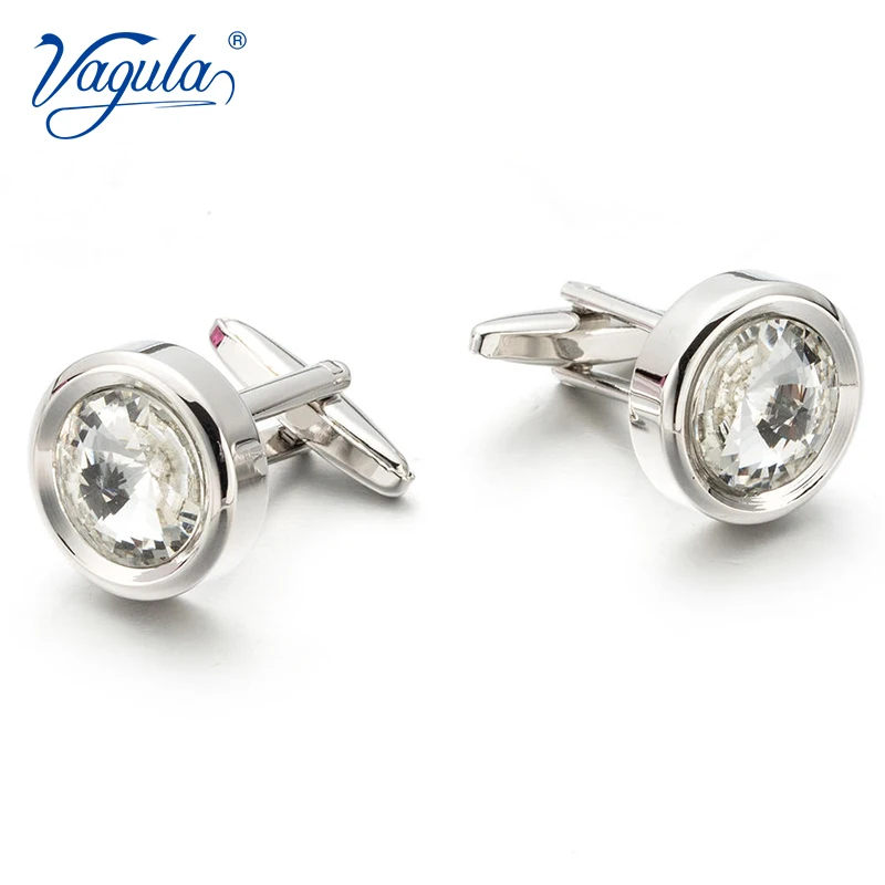 VAGULA Excellent Quality Cufflinks Luxury gift Party Wedding Suit Shirt Gemelos Button Crystal Cuff links 32