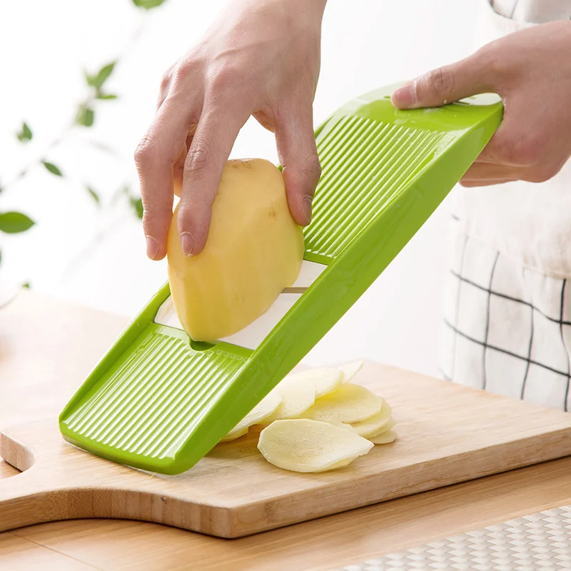 LMETJMA Mandoline Slicer Stainless Steel Vegetable Slicer with 3 Blades Julienne Slicer Cutter for Potato Carrot KC0083