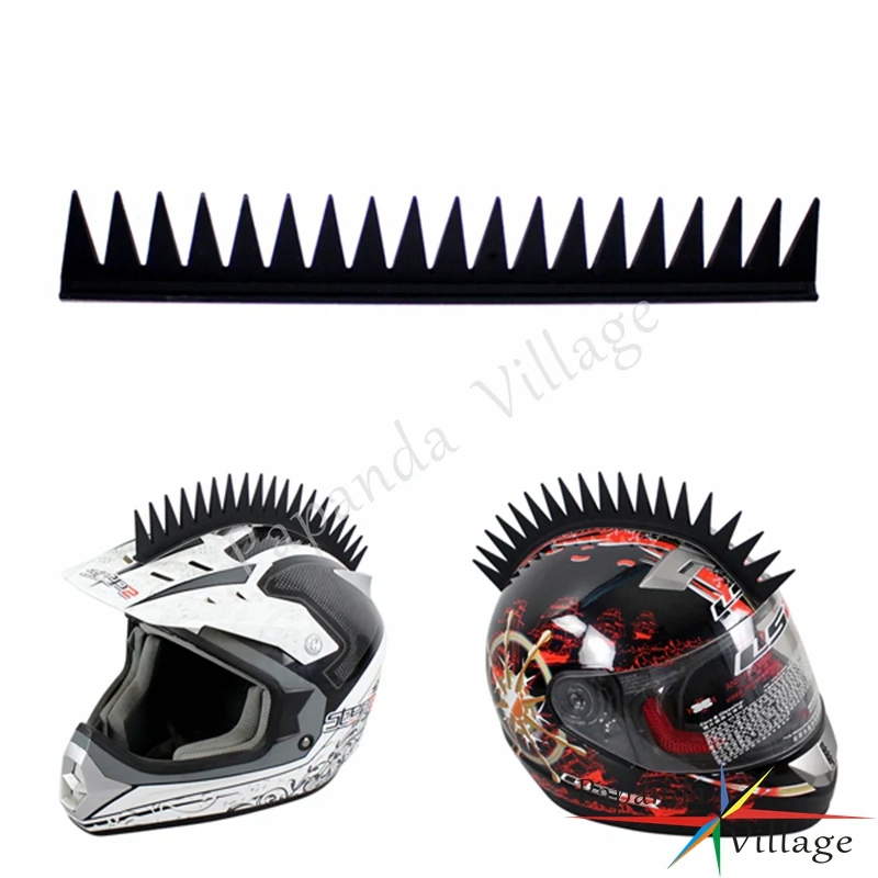 Universal Black Motorcycle Rider Helmet Sticker Dirt Bike Mohawk Stick Off-Road Driver Mohawks Blade Spikes Capacete Decoration