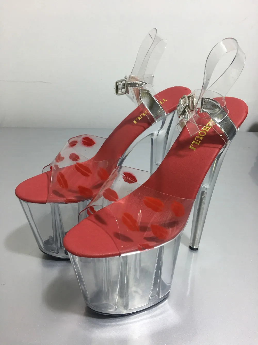 20cm women's shoes, sexy high heel sandals lips sexy sandals, pole dancing performance bride photo Dance Shoes