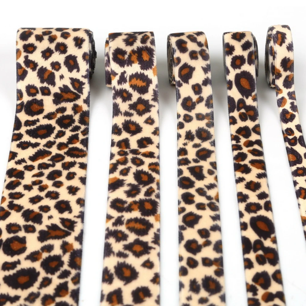 ZERZEEMOOY 10MM 15MM 20MM 25MM 38MM 10YARD/LOT Leopard Velvet Ribbon